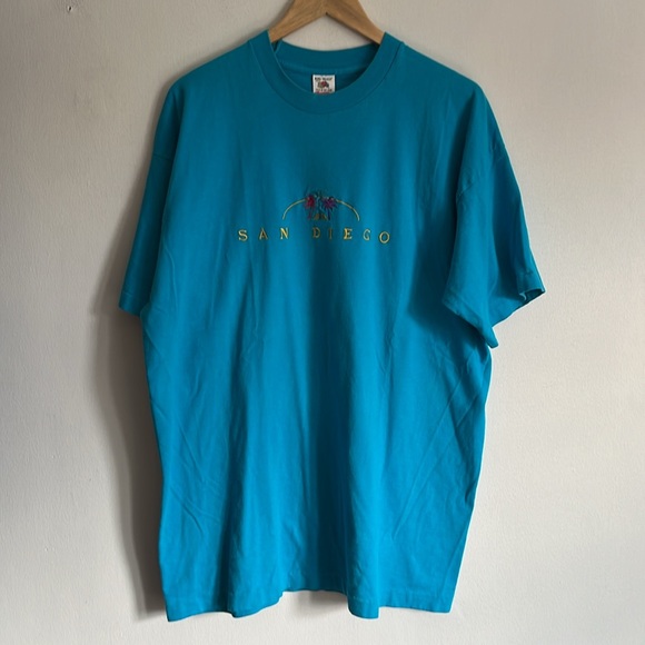 Vintage San Diego T-Shirt / XXL / Single Stitch / 90s / Teal - Picture 2 of 5